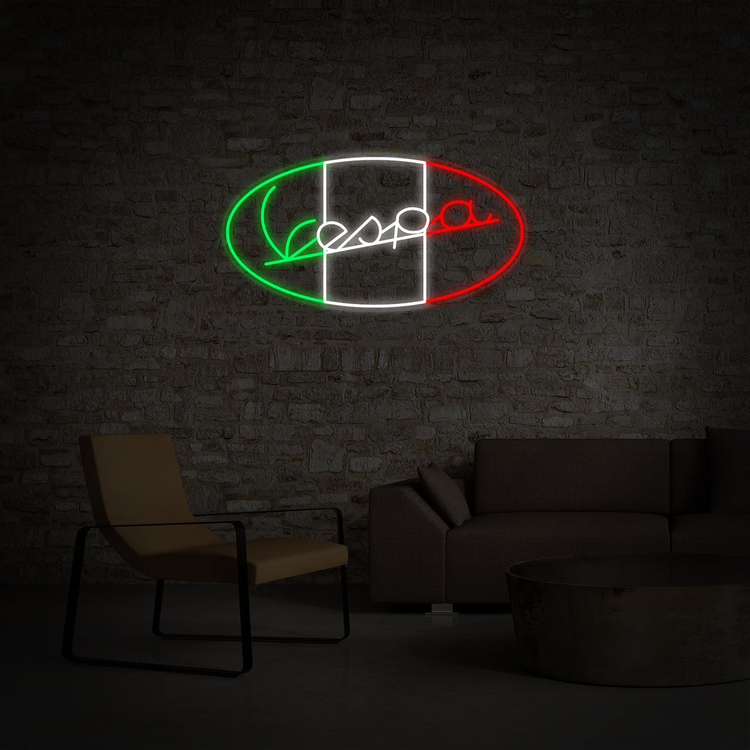 "Vespa Italian Motorcycle Logo" Letreros Neon