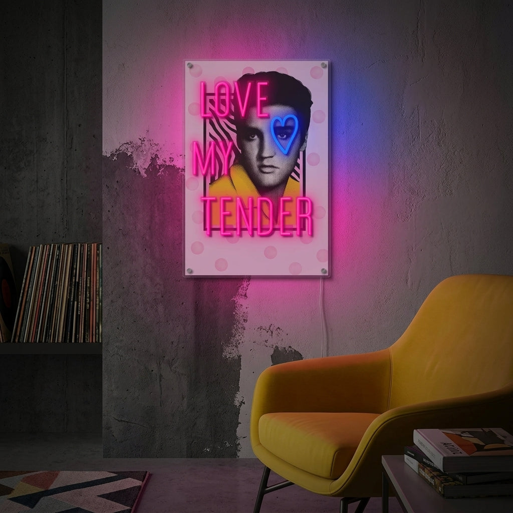 "Love Me Tender" Letrero de neón