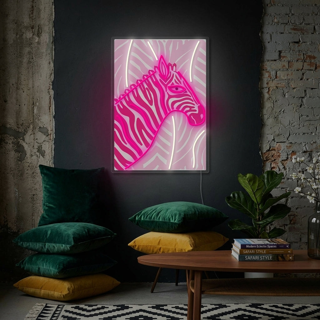 "Cebra rosa fucsia" Letrero de neón