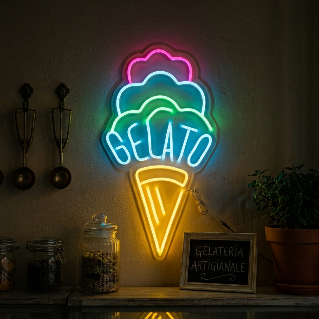 "Gelato, Helado" Letreros Neon