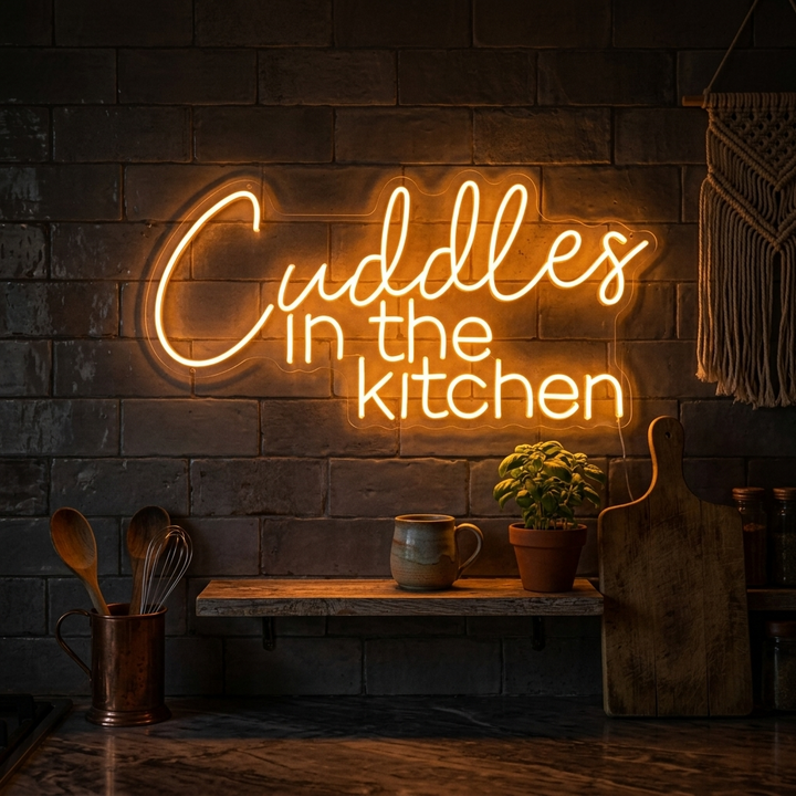 "Cuddles in the Kitchen" Letreros Neon