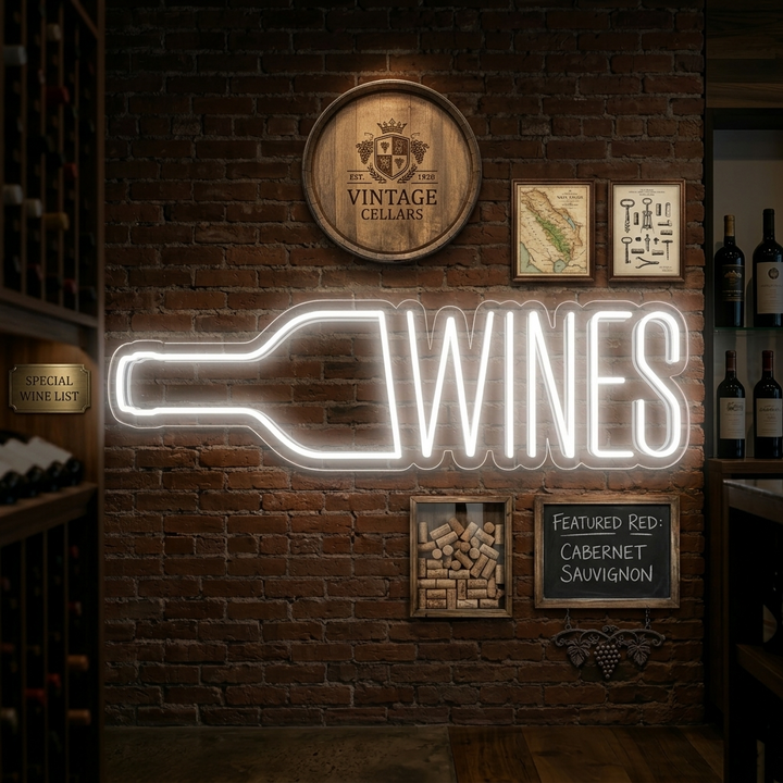 "Wine, Botella de vino, Bar" Letreros Neon