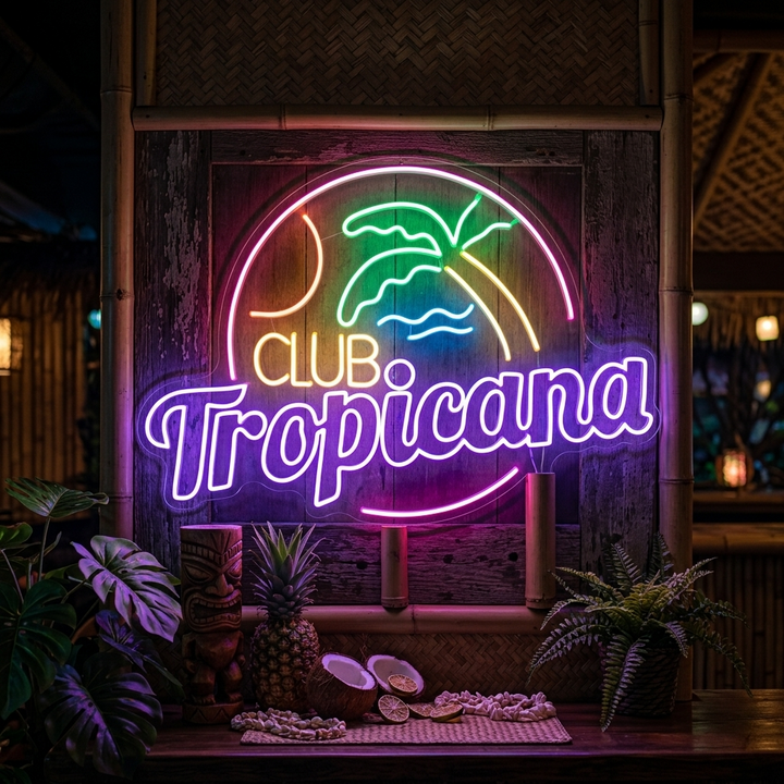 "Club Tropicana Playa, Palmera, Bar" Letreros Neon