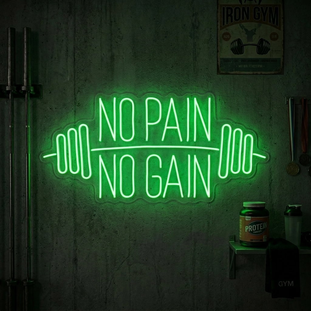 "No Pain No Gain, Decoración De Gimnasia, Frases De Gimnasia, Frases De Fitness, Frases De Entrenamiento" Letreros Neon