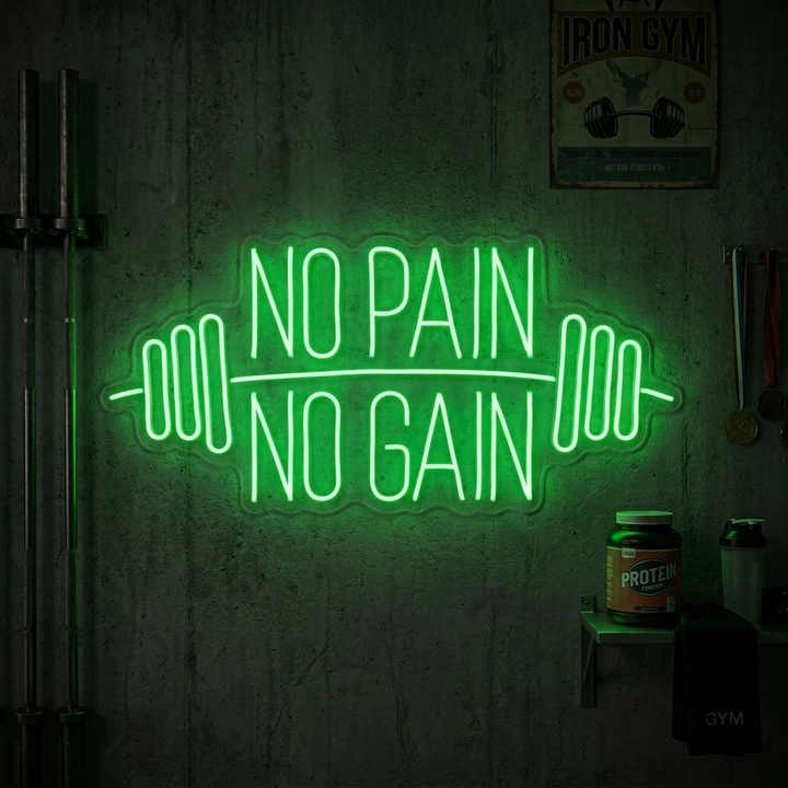 "No Pain No Gain, Decoración De Gimnasia, Frases De Gimnasia, Frases De Fitness, Frases De Entrenamiento" Letreros Neon