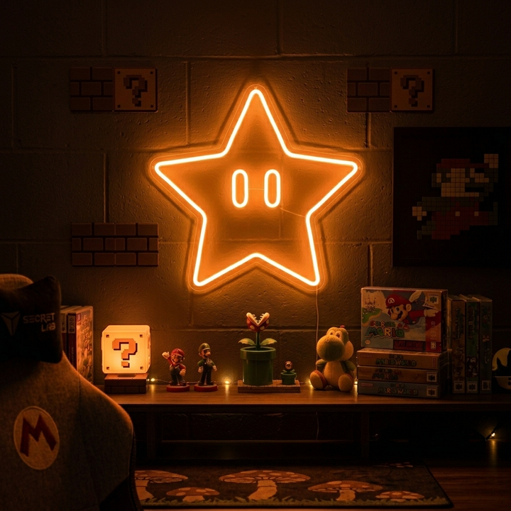 "Estrella, Decoracion De Habitaciones De Juegos" Letreros Neon