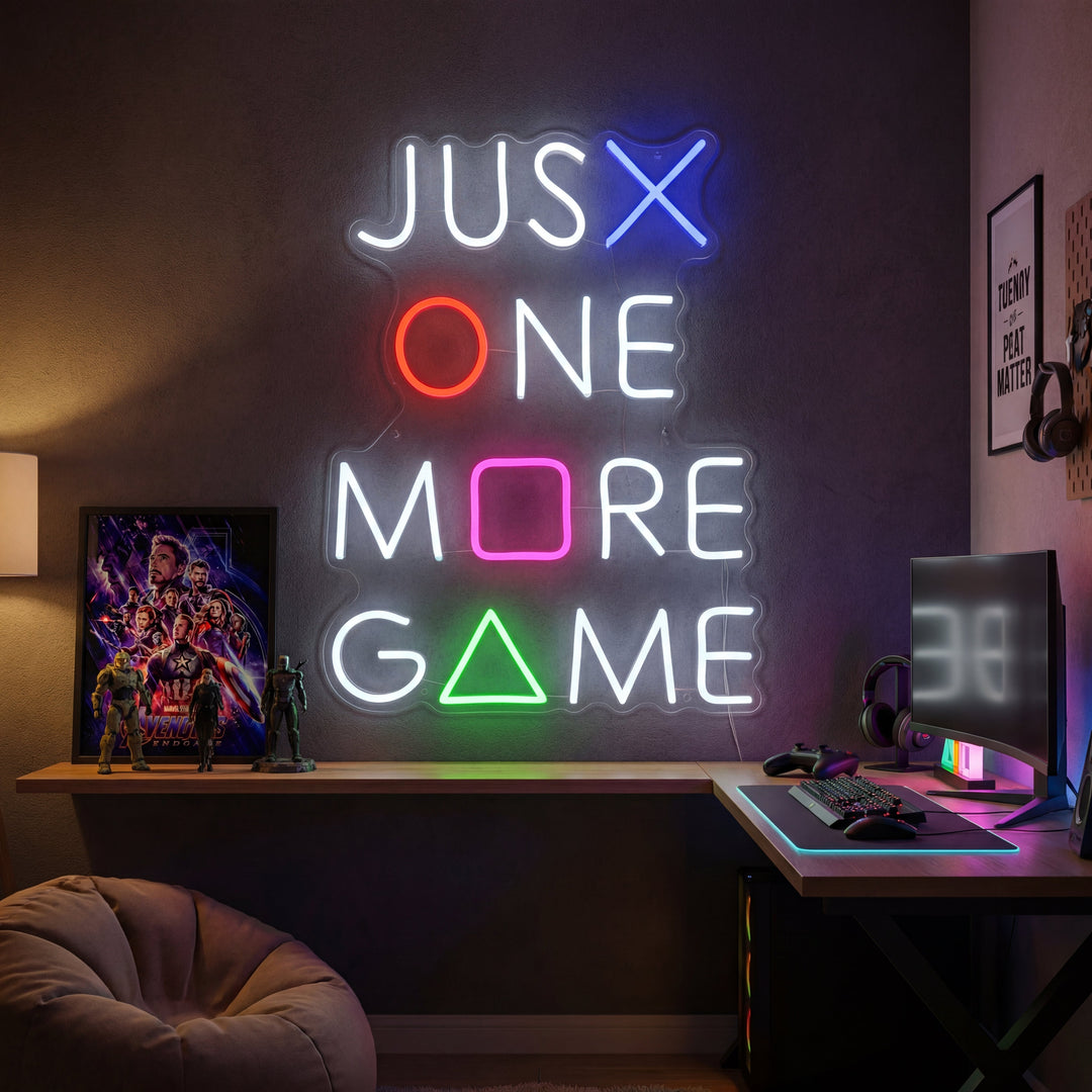 "Just One More Game, Decoración De Juegos" Letreros Neon
