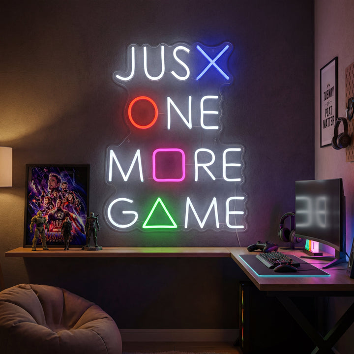 "Just One More Game, Decoración De Juegos" Letreros Neon