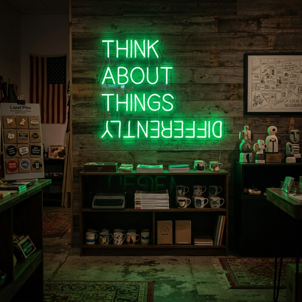 "Think About Things Differently" Letreros Neon