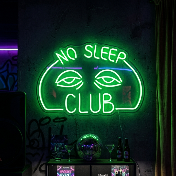 "No Sleep Club" Letreros Neon