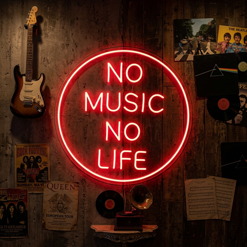 "No Music No Life" Letreros Neon
