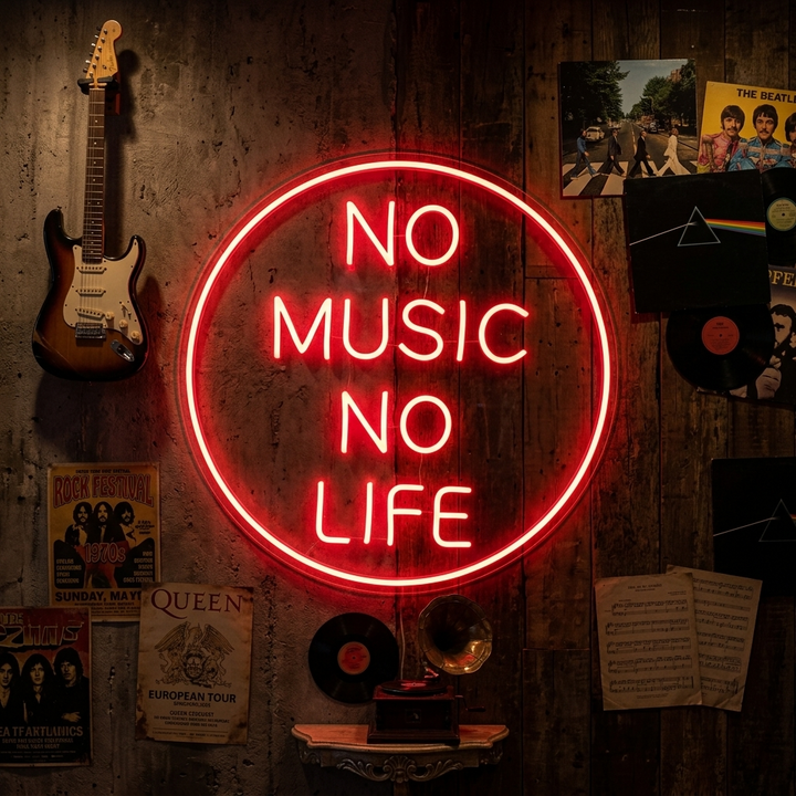 "No Music No Life" Letreros Neon