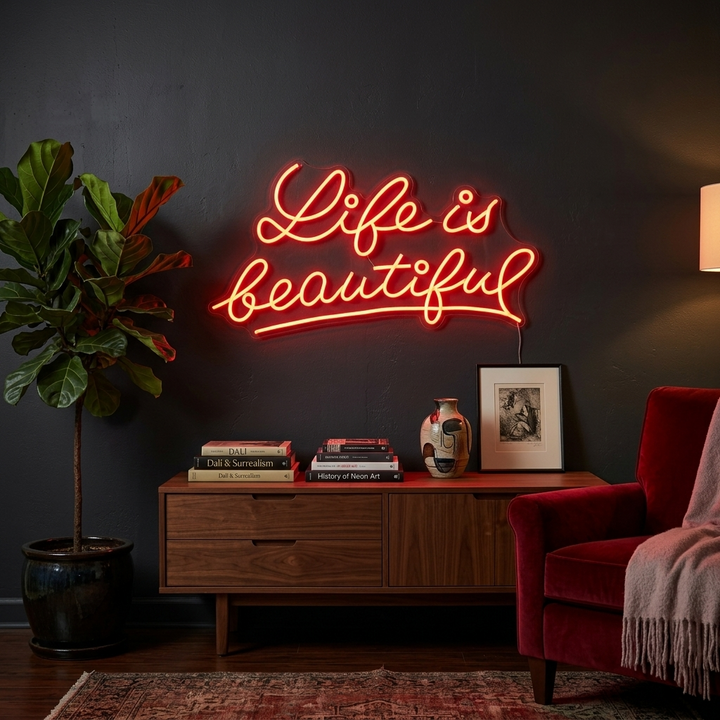 "Life is Beautiful" Letreros Neon
