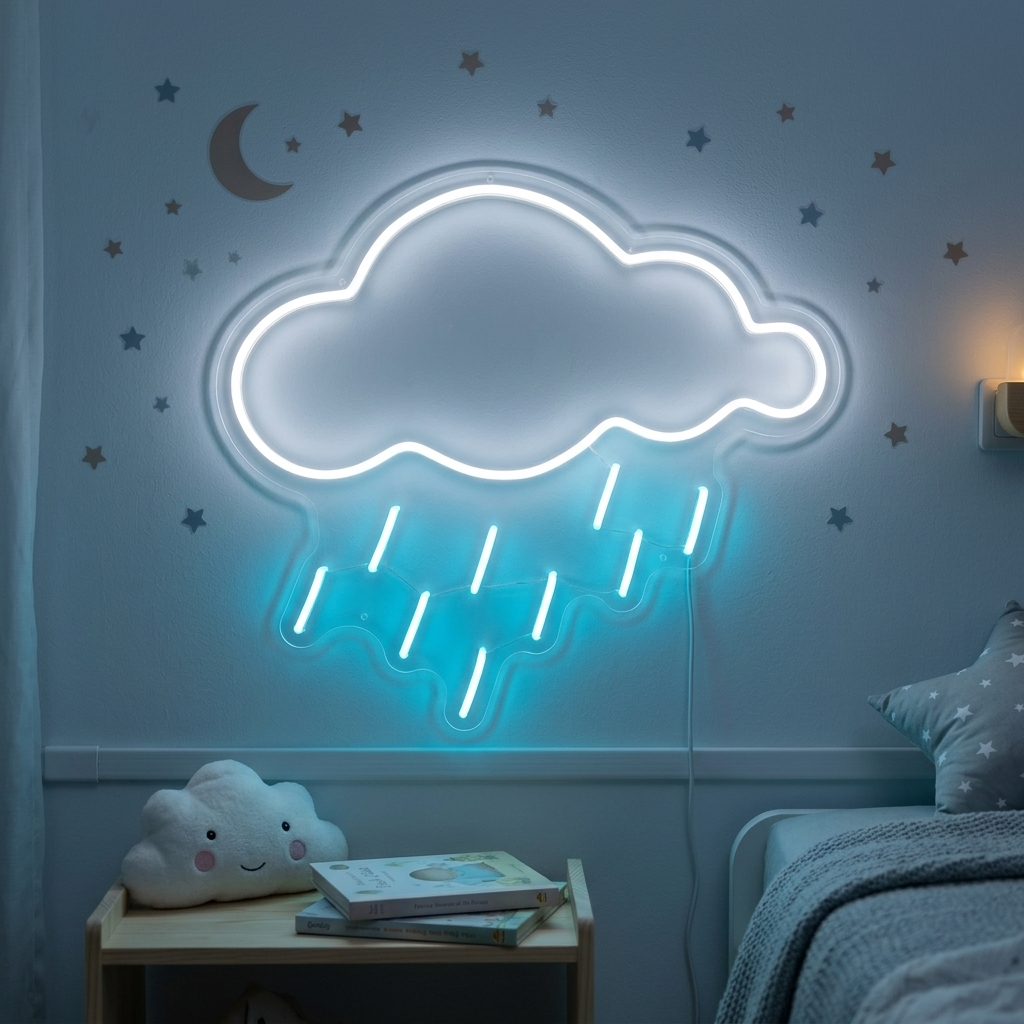 "Elemento Símbolo Nube Lluvia" Letreros Neon