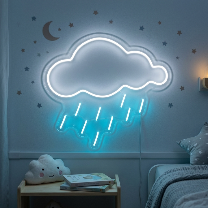 "Elemento Símbolo Nube Lluvia" Letreros Neon