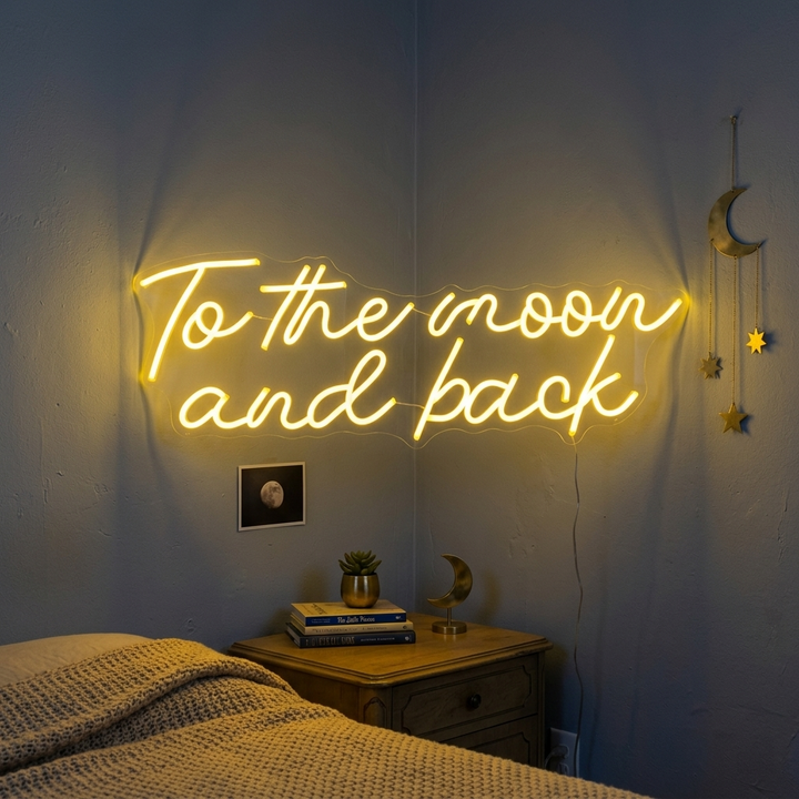 "To The Moon and Back" Letreros Neon