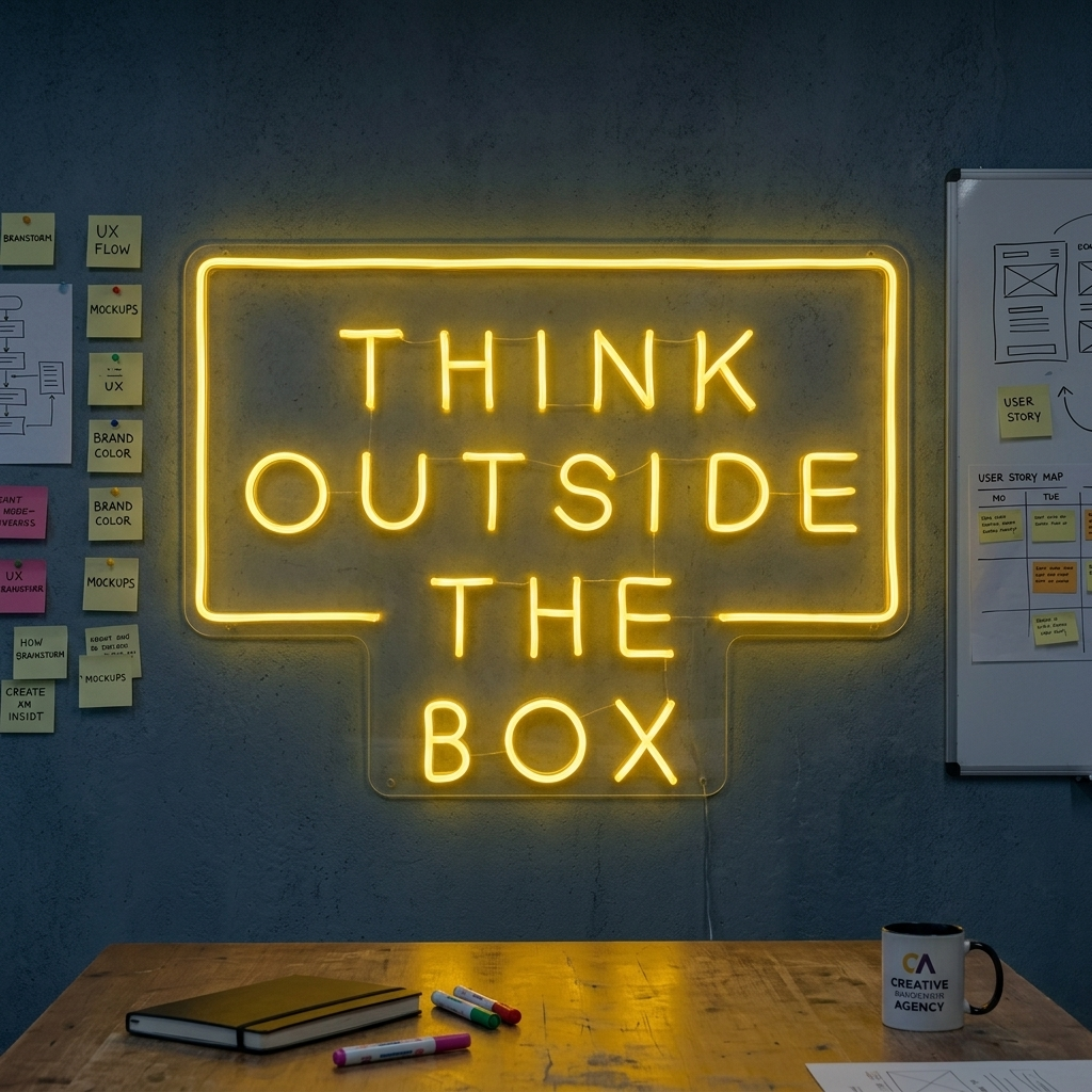 "Think Outside The Box" Letreros Neon