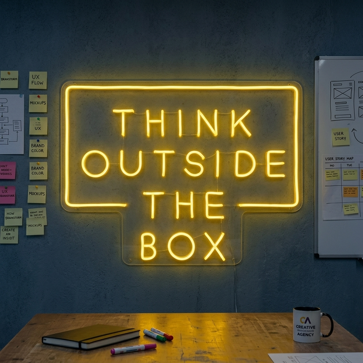 "Think Outside The Box" Letreros Neon