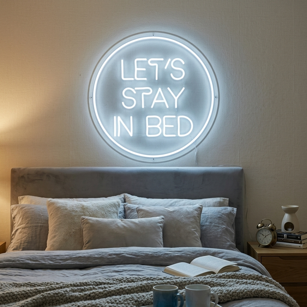 "Lets Stay In Bed" Letreros Neon