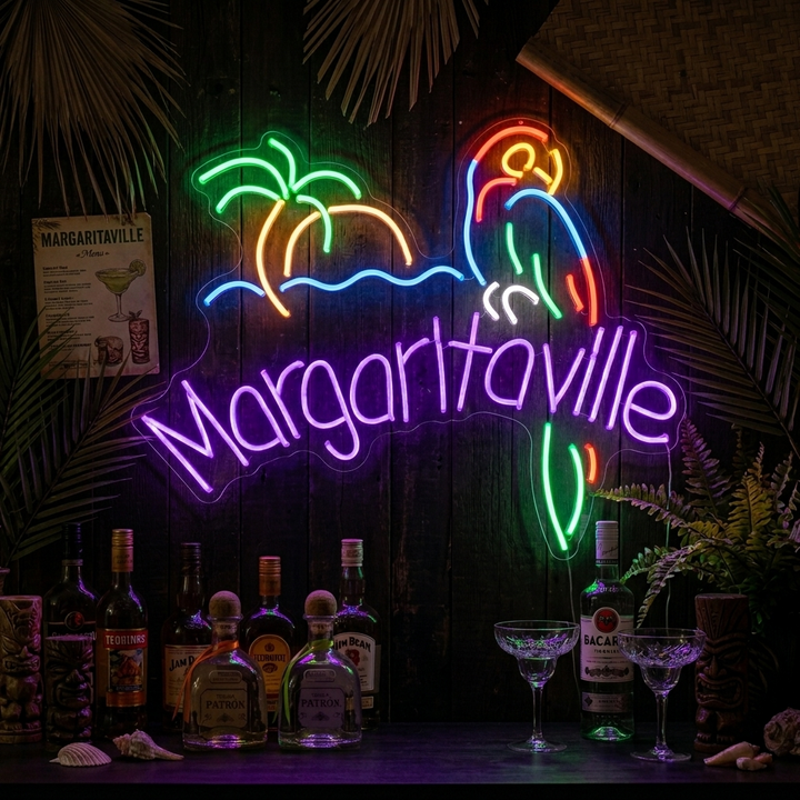 "Jimmy Buffett Margaritaville Paraíso Loro Cerveza" Letreros Neon