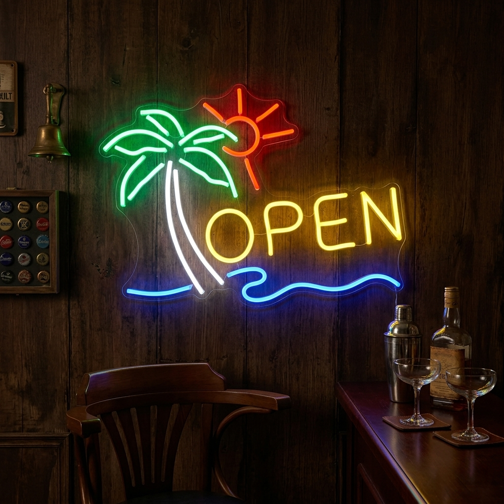 "Open, Bar" Letreros Neon