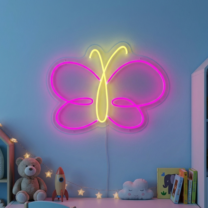 "Mariposa, Decoracion De Habitaciones Infantiles" Letreros Neon