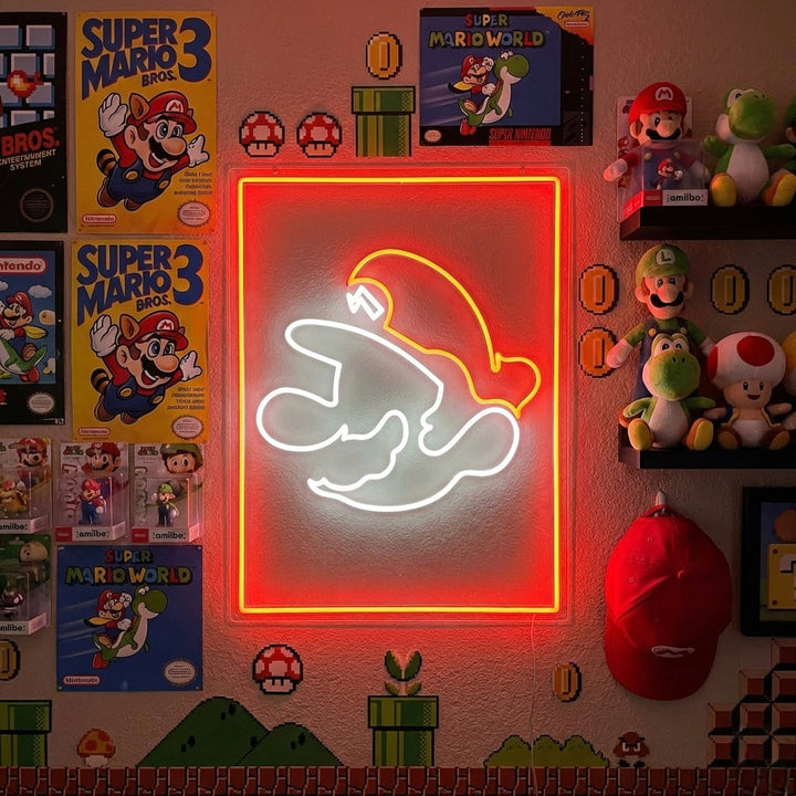 "Decoración Para Sala De Juegos De Super Mro" Letreros Neon