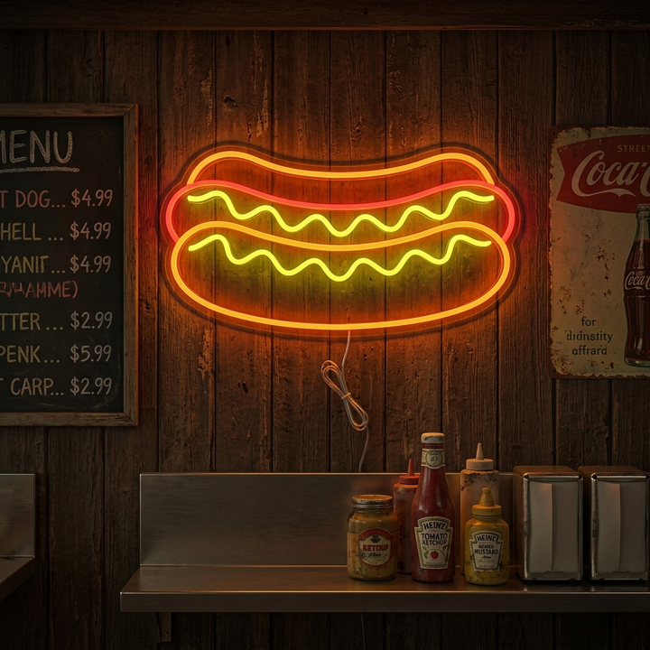 "Comida De Restaurante De Hot Dogs" Letreros Neon