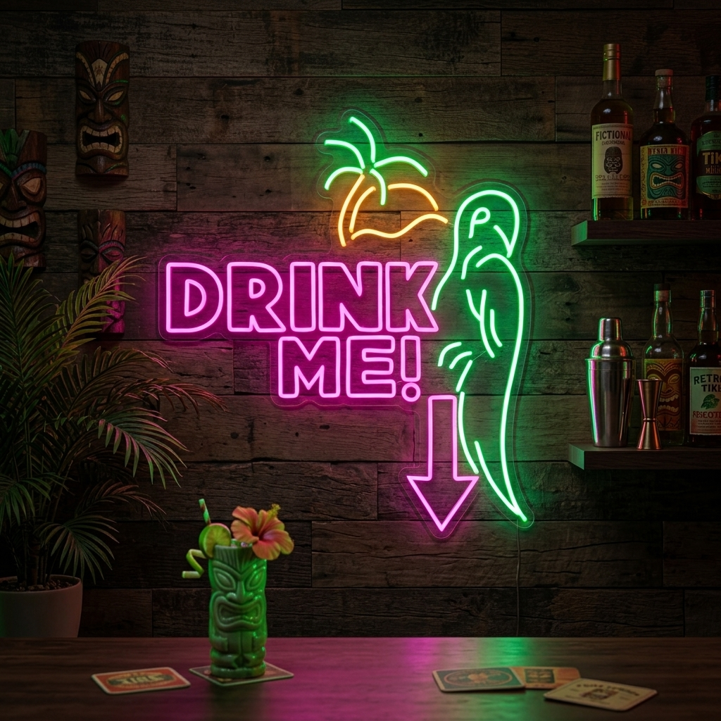 "loro, Drink Me" Letreros Neon