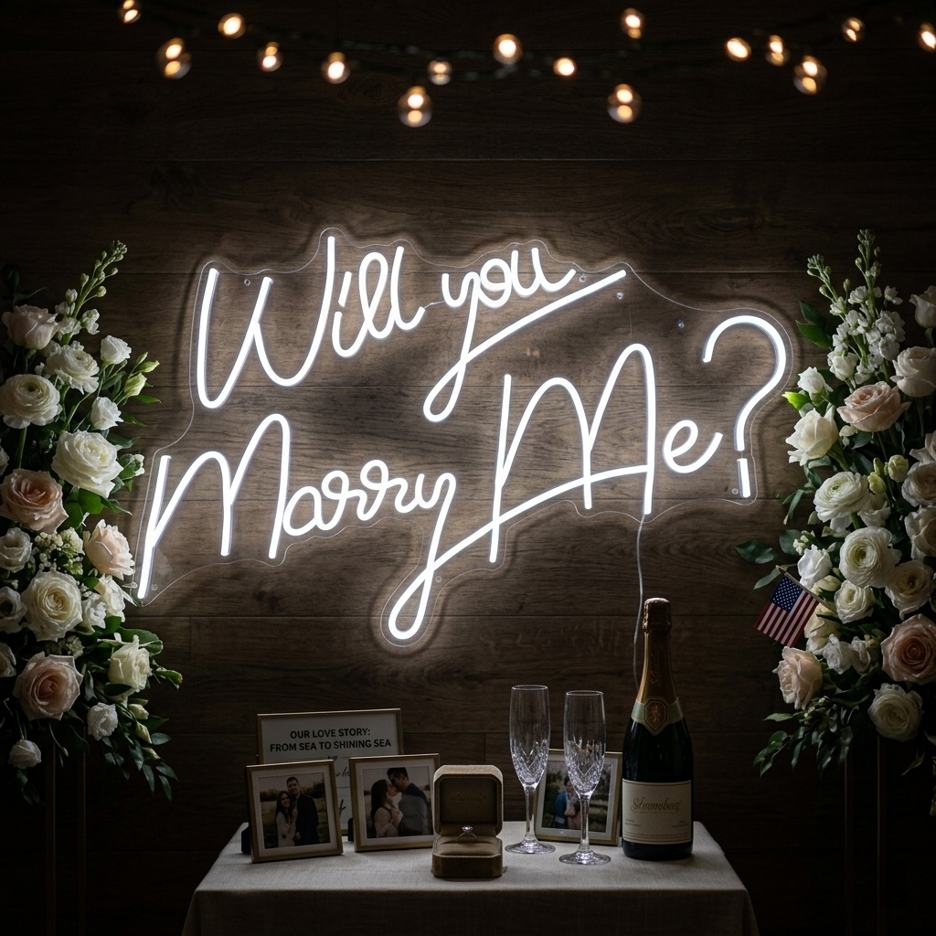 "Will You Marry Me" Letreros Neon