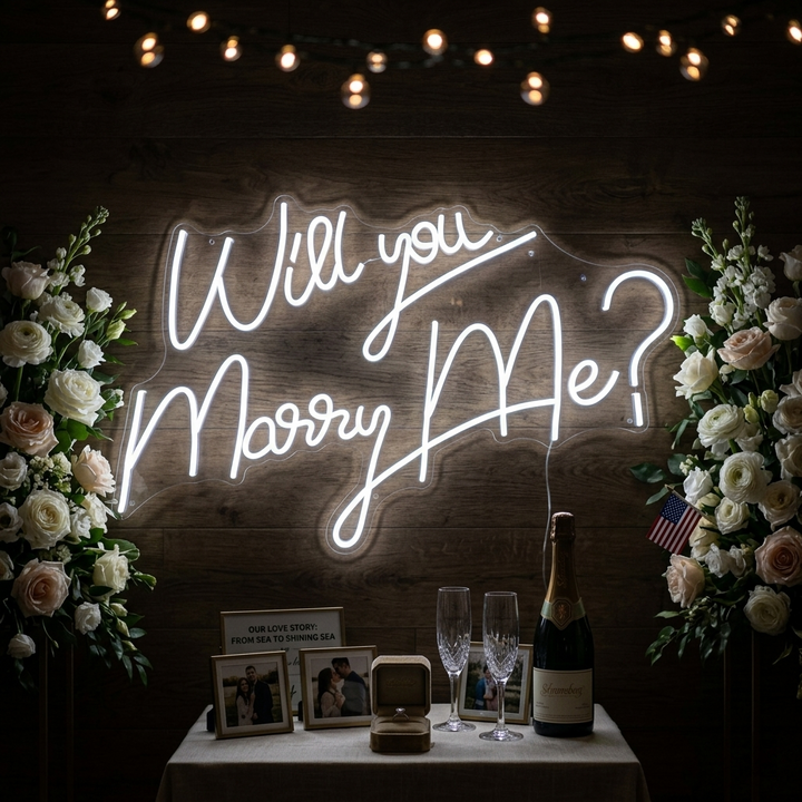 "Will You Marry Me" Letreros Neon