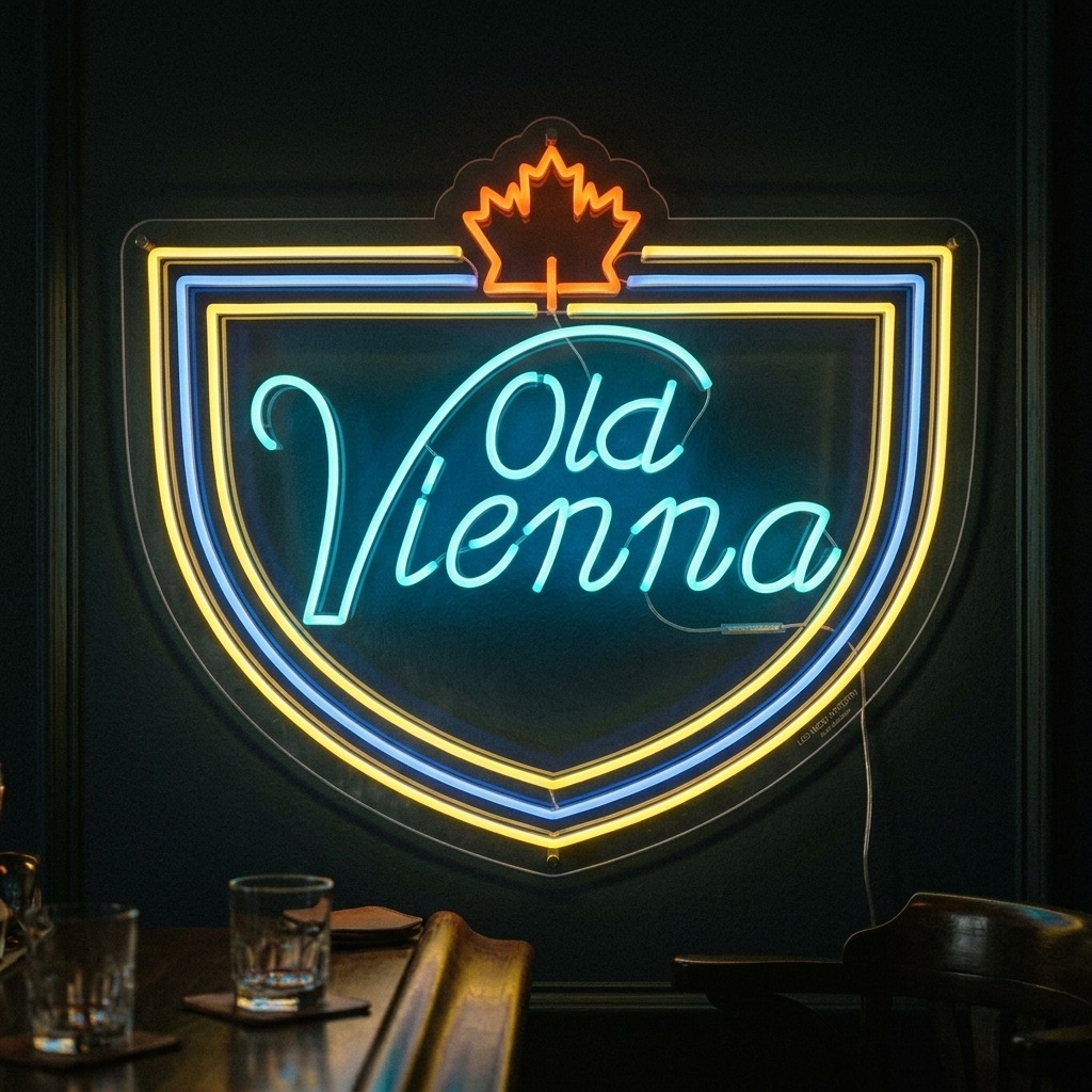 "cerveza lager, gran cerveza canadiense, Old Vienna" Letreros Neon