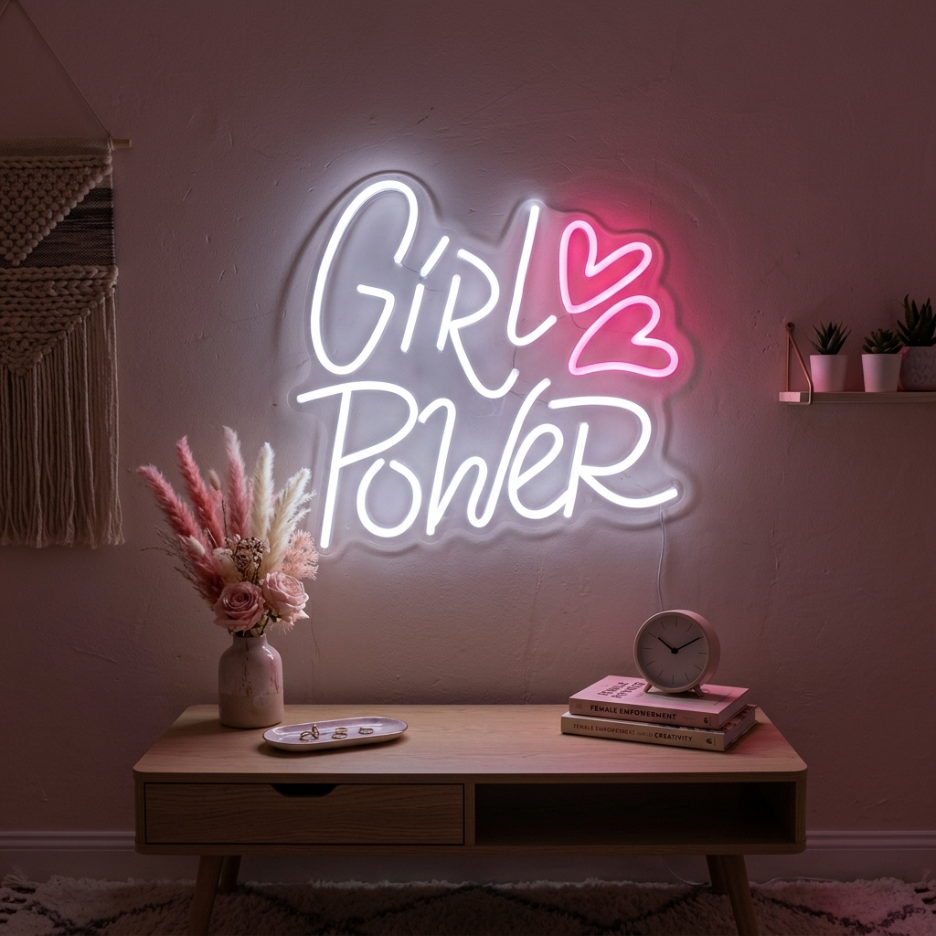 "Girl Power Hearts" Letreros Neon