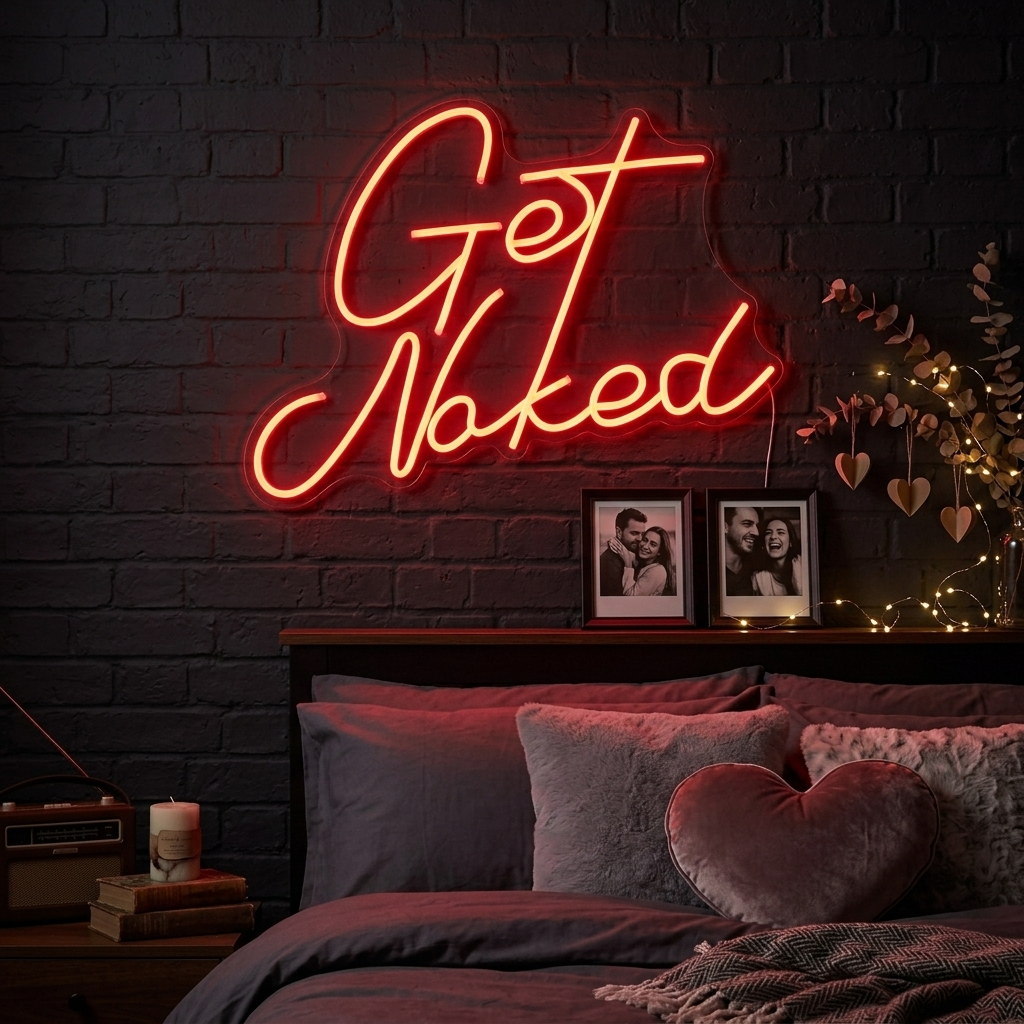 "Get Naked Bathroom" Letreros Neon