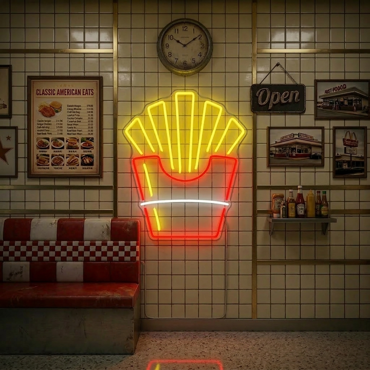 "Papas Fritas En Papel Papas Fritas Comida" Letreros Neon