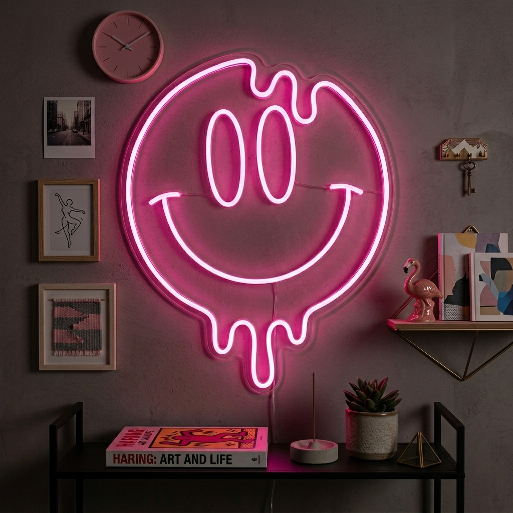 "Emoji De Carita Sonriente Goteando" Letreros Neon