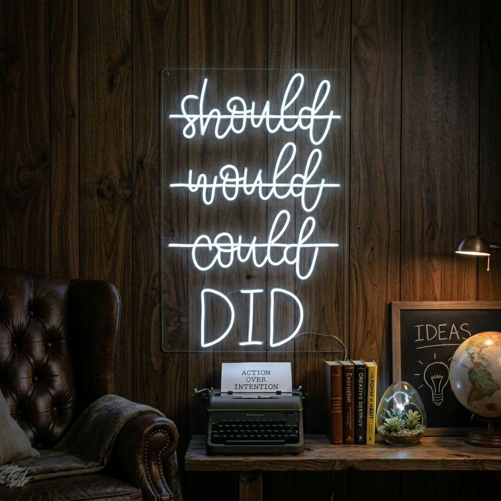 "Should Would Could Did" Letreros Neon