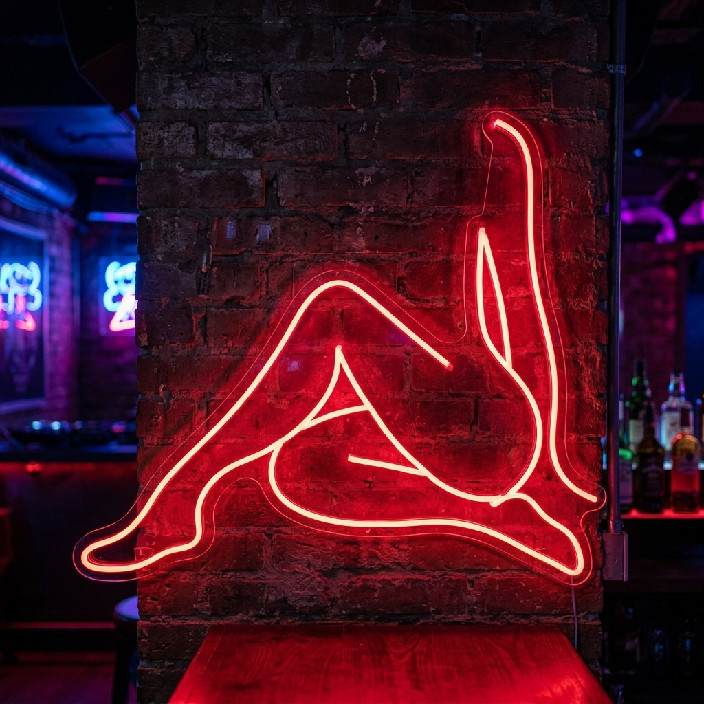 "Chica Desnuda Sentada En Una Pose Elegante" Letreros Neon