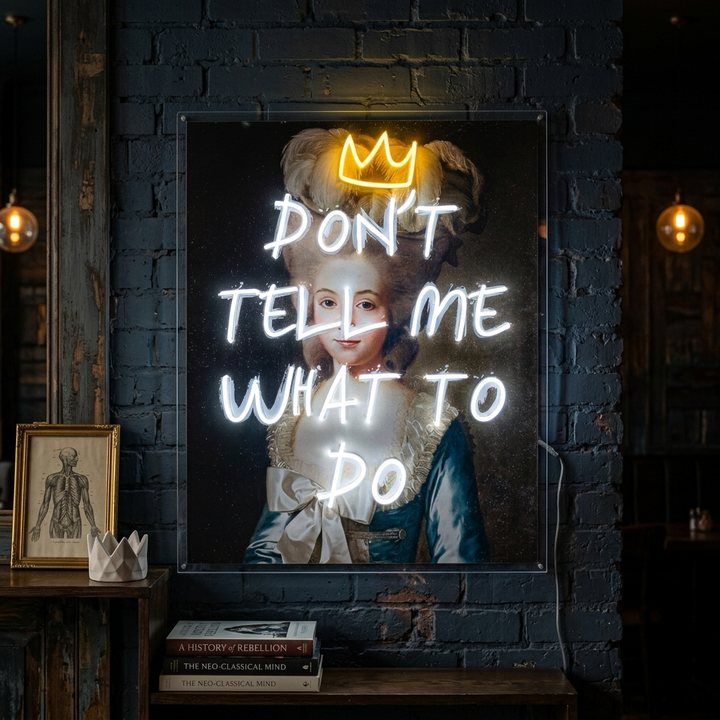 "No me digas que hacer" Letrero de neón LED impreso con UV