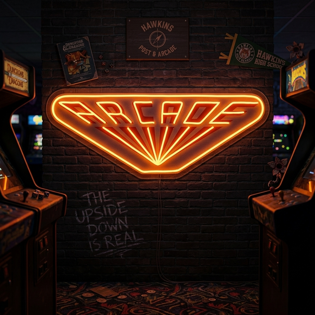 "Arcade, logotipo de juego, inspirado en televisión, regalo de fanáticos" Letrero de neón LED impreso con UV