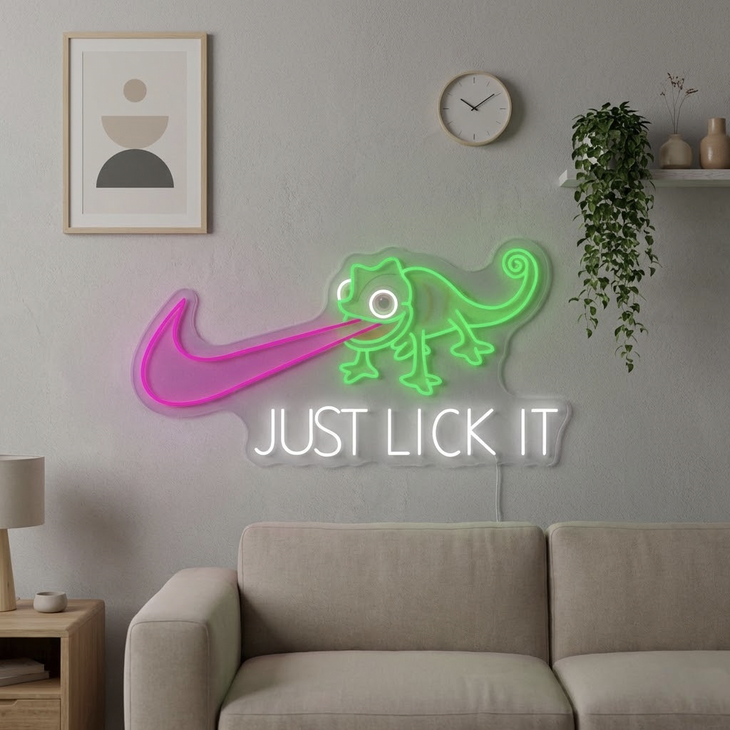 "Just Lick It" Letrero de neón LED impreso con UV