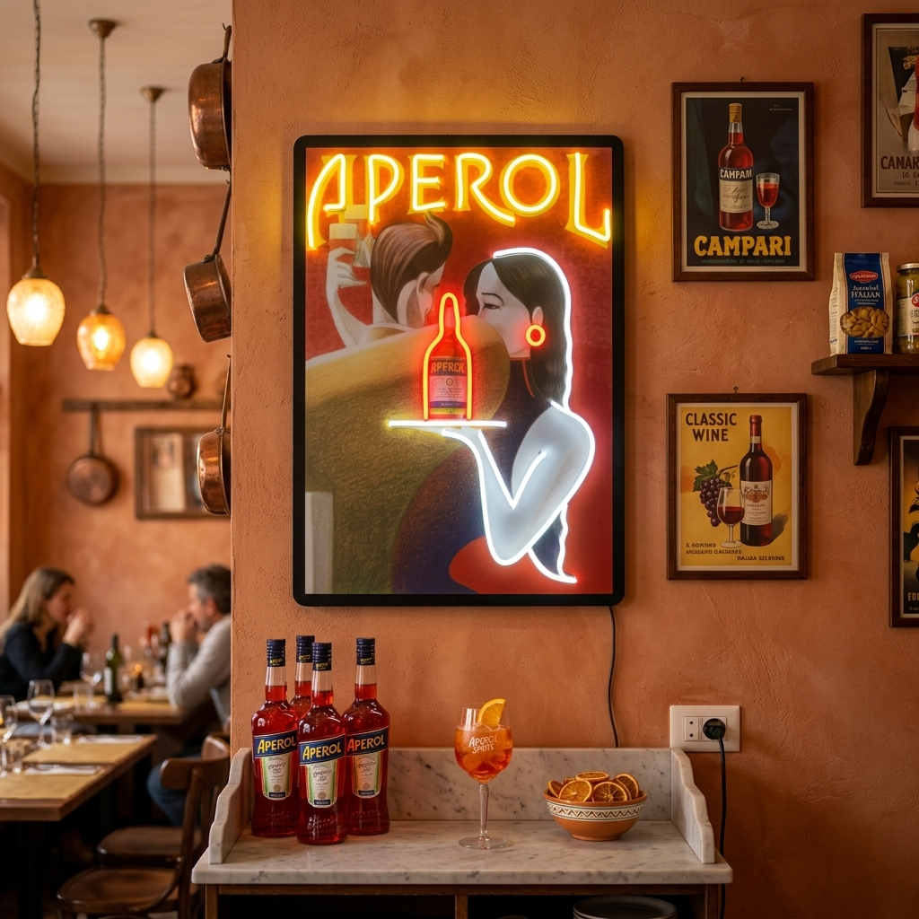 "Póster retro de aperol" Letrero de neón LED impreso con UV