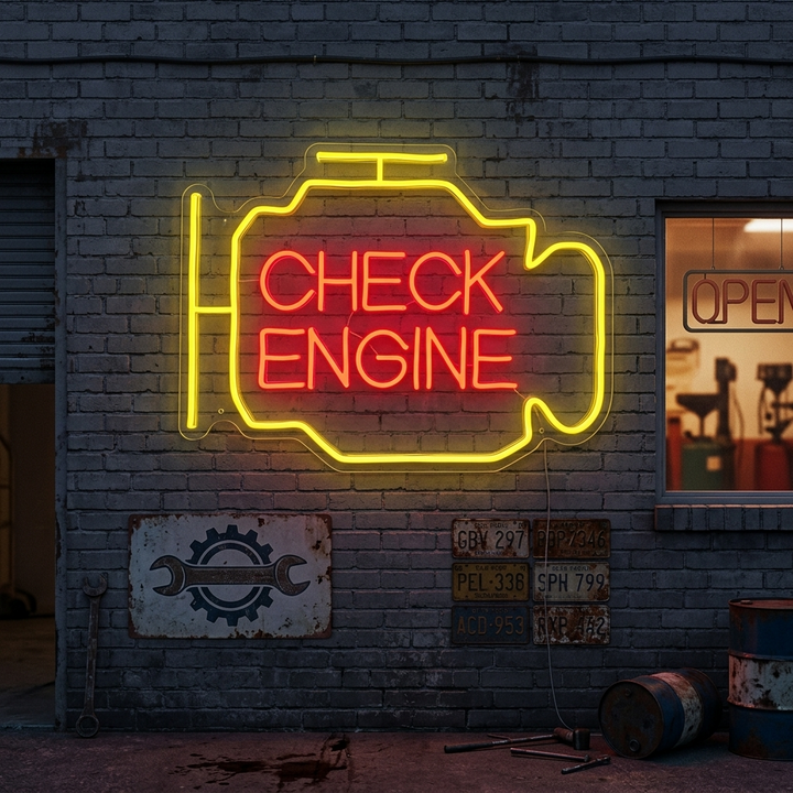 "Check Engine" Letrero de neón