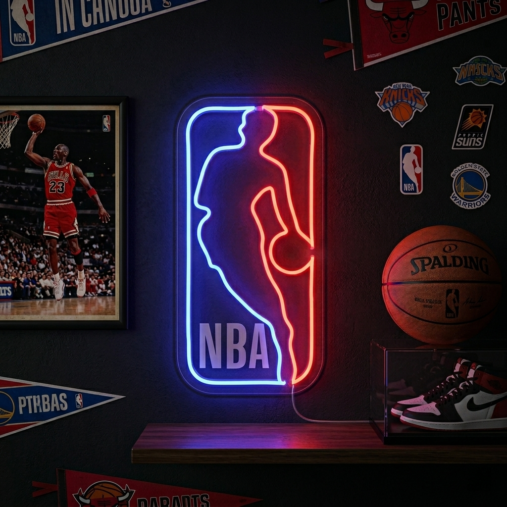 "Logotipo del partido de baloncesto" Letrero de neón