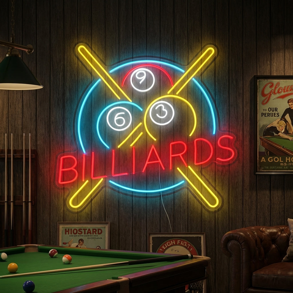 "Billiards" Letrero de neón