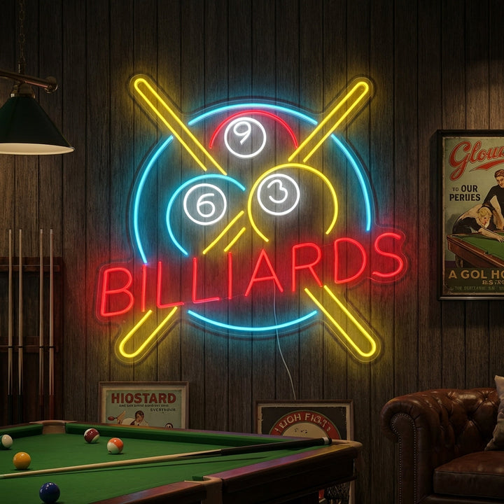 "Billiards" Letrero de neón