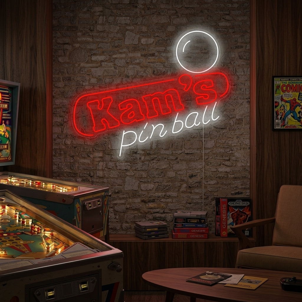 "Kams Pinball" Letrero de neón