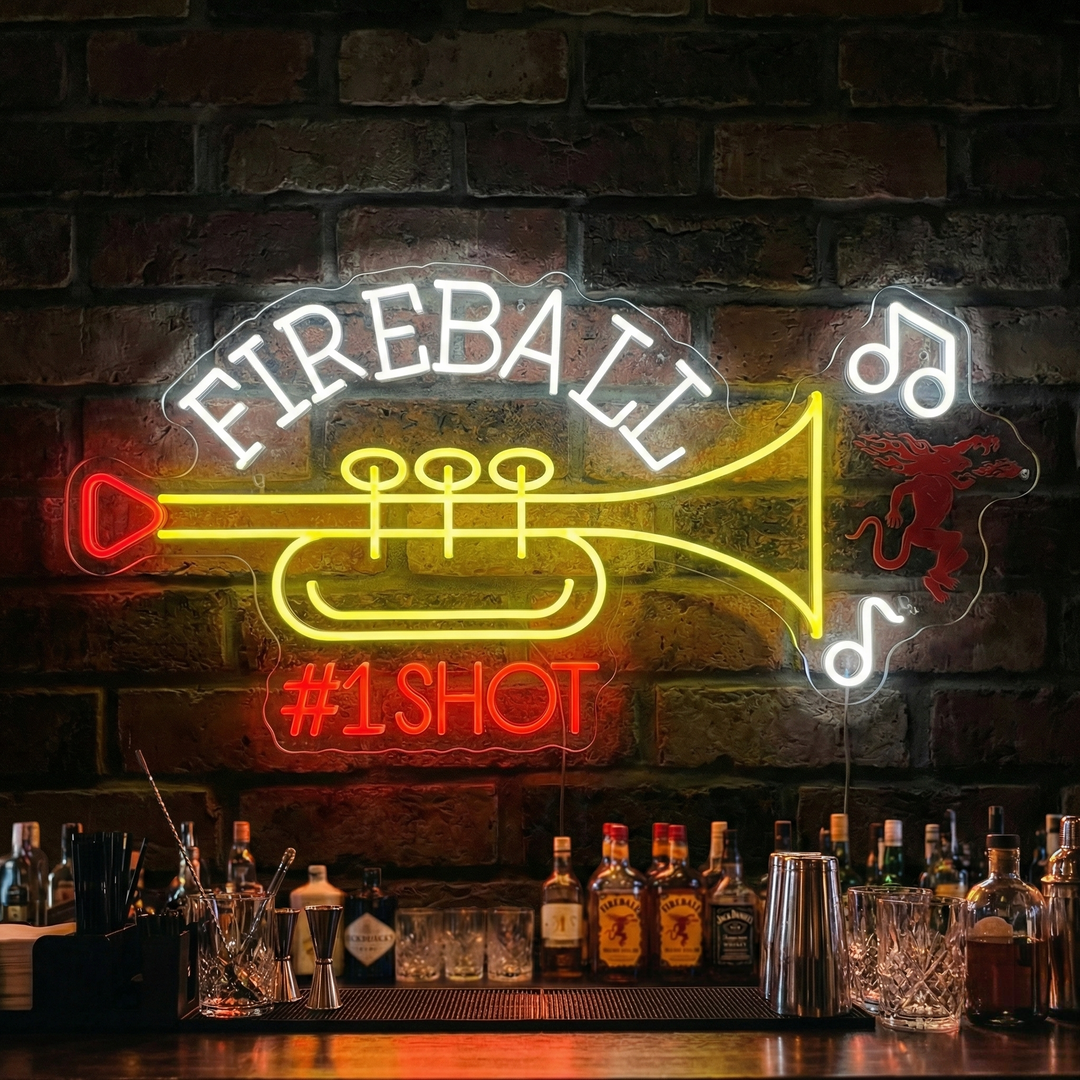 "Fireball #1 Shot Trompeta" Letrero de neón