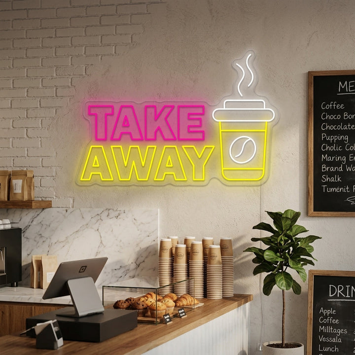 "Coffee Take Away" Letrero de neón