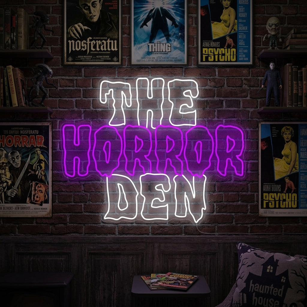 "The Horror Den" Letrero de neón